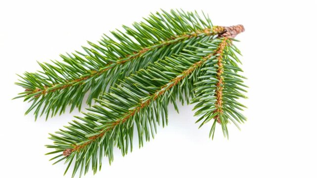 A isolated pine tree branch on a clean white background