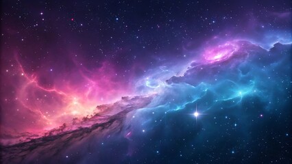Cosmic Nebula: Vibrant Pink and Blue Celestial Landscape, Starry Night Sky Background