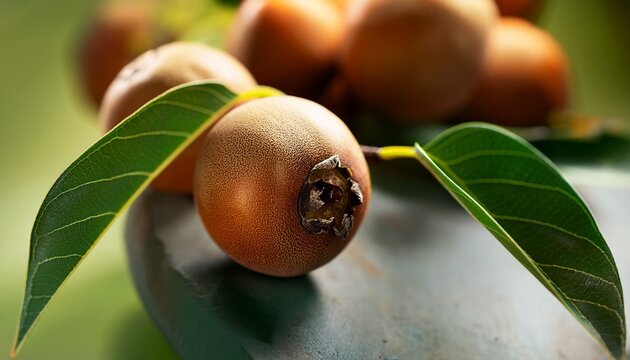 close up of bisbul fruit diospyros blancoi known as velvet apple velvet persimmon kamagong or mabolo tree