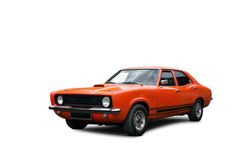 Orange Classic Muscle Car Isolated on transparent Background