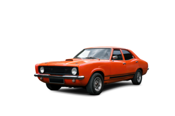 Orange Classic Muscle Car Isolated on transparent Background