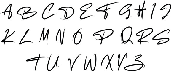 Elegant cursive alphabet font with modern handwritten uppercase letters. Smooth script typography ideal for invitations, branding, and creative design projects. Stylish calligraphy set.