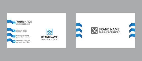 business card template design for corporate business, Professional and modern visiting card. Blue and black color.