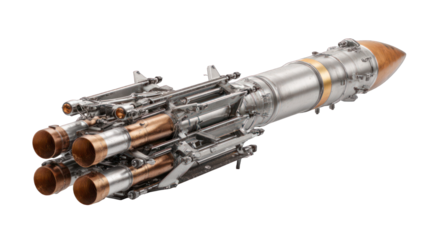 Rocket engine, metallic, detailed