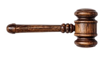 Wooden gavel,  isolated against black