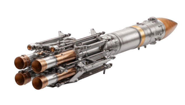 Rocket engine, metallic, detailed