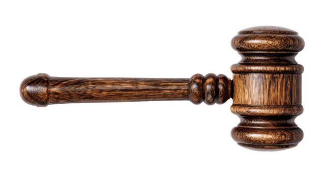 Wooden gavel,  isolated against black