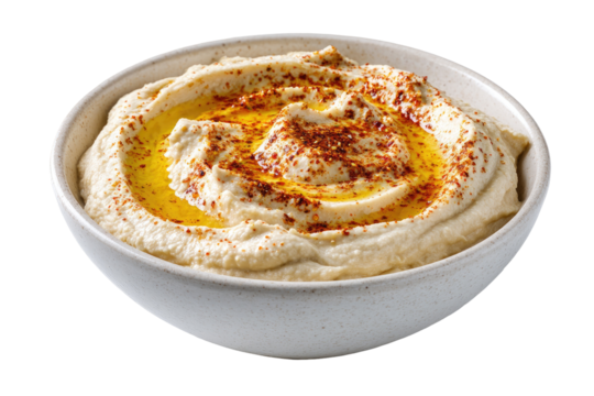 Creamy hummus in a shallow bowl