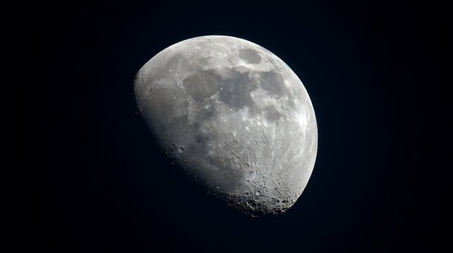 Detailed view of the waxing gibbous moon against a dark sky