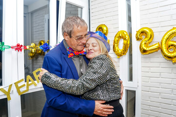 Romantic New Year celebration on the balcony