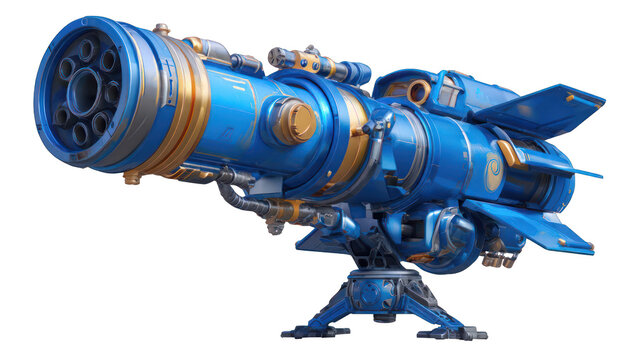 Futuristic blue weapon.  Large, intricate design