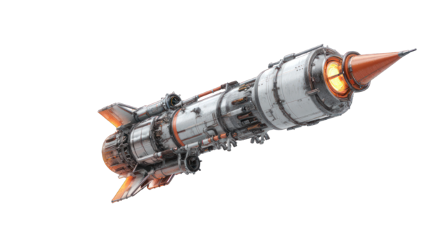 Futuristic rocket in flight