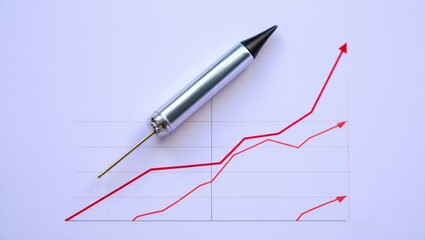 Data trends in business growth infographic graph analysis from a top view office space