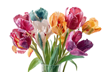 Vibrant tulip bouquet in a vase