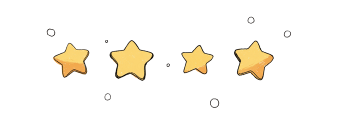 Three gold stars on a black background