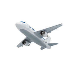 Fototapeta premium Modern Passenger Jet Airplane Flying Isolated on White Background - Commercial Air Travel and Aviation Concept 3D Render