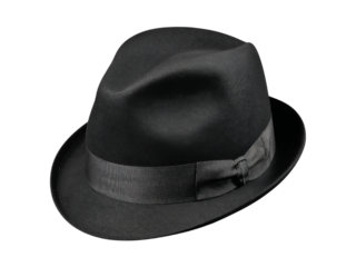 Classic black fedora hat mens fashion accessory style, Isolated On white, Png Transparent