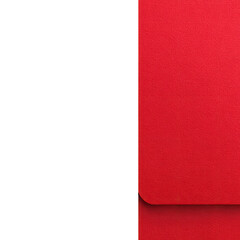 Red envelope, black background.  A close-up view of a vibrant red envelope, likely used for gifting, against a solid black background. The envelope's texture is smooth