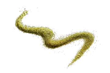 A serpentine, light gold worm-like creature.  Its body is textured,  appearing granular or beaded.  It undulates in a dynamic, flowing motion against a black backdrop