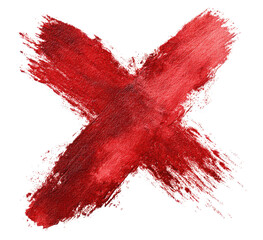 Red X mark, painted, textured