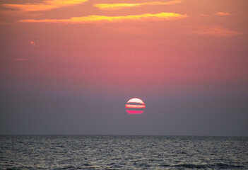 Pink and orange sunset over the sea