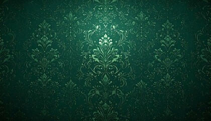 Ornate botanical motif in deep teal and emerald with a subtle damask appearance