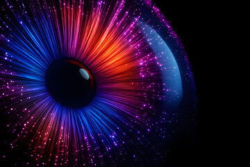 Digital Eye with Fiber Optic Strands and Light Effects Futuristic Technology Innovation and Vision Concept