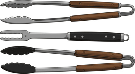 Classic meat tongs for grilling and BBQ cooking tools
