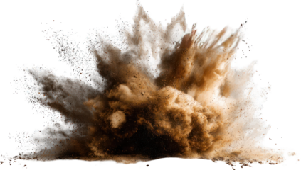 Powerful explosion of beige and brown dust