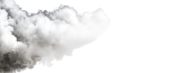 Abstract cloud-like form of white smoke or vapor against a black background