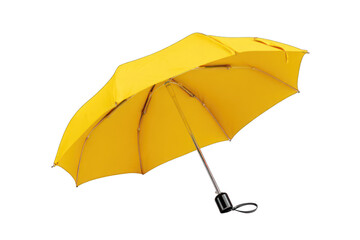 A bright yellow umbrella against a black background