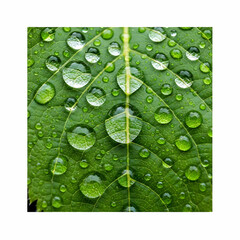 Close up of a green leaf covered in water droplets, a natural and refreshing scene isolated on transparent background