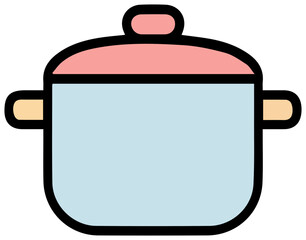 Cooking Pot Icon Cute Kitchenware Design