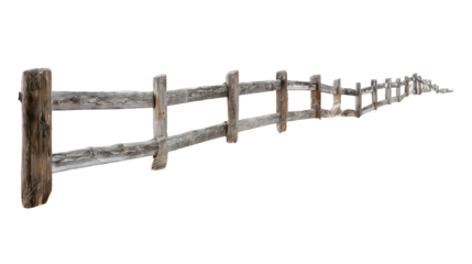 Rustic wooden fence stretching into the distance