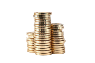 Gold coins stacked in towers