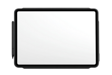 Blank tablet screen in black case