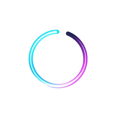 Abstract Neon Gradient Ring Segment with Blue and Purple Glow on White Background - Modern Light Effect Graphic Element