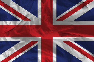 Fototapeta premium Stylized image of the British flag with a crumpled paper texture and halftone effect. Concept of statehood.