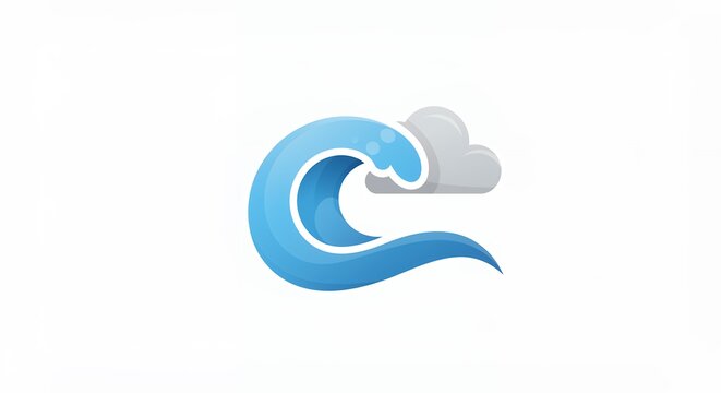 Abstract logo design with wave and cloud elements