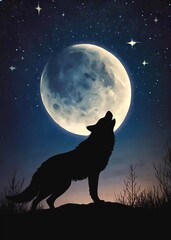 wolf howling at the moon