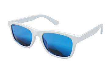 White sunglasses with blue lenses