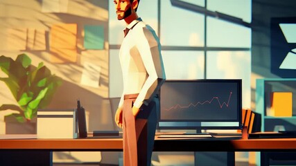 Businessman looking out the window in his office contemplating increasing profits - Powered by Adobe