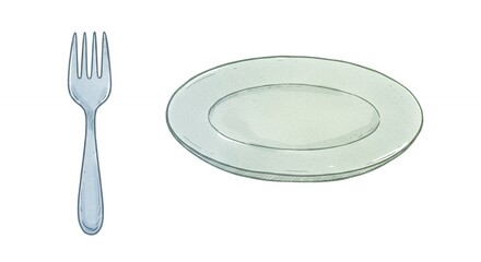 Empty plate and fork illustration