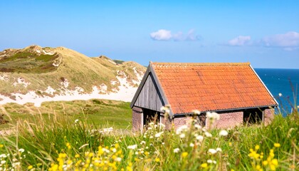 Coastal cottage nestled in dunes