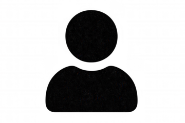 Black silhouette of a person against a transparent background, ideal for design projects or profile placeholders in digital applications