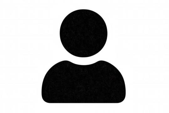 Black silhouette of a person against a transparent background, ideal for design projects or profile placeholders in digital applications