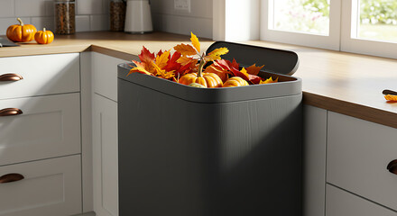 Stylish Compost Bin for Kitchen Autumn Leaf and Pumpkin Disposal