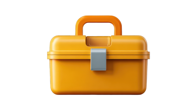 Orange toolbox icon, 3D style