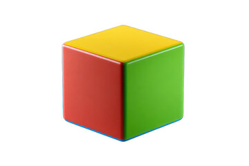 A three-dimensional, colorful cube