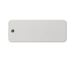 Blank rectangular white tag with a hole